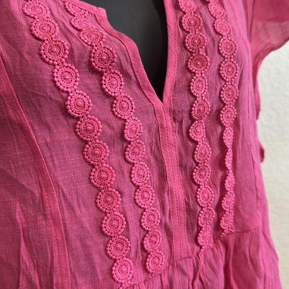 Counterparts Pink Embroidered V-Neck Blouse – Size XL – New with Tags - Picture 4 of 5